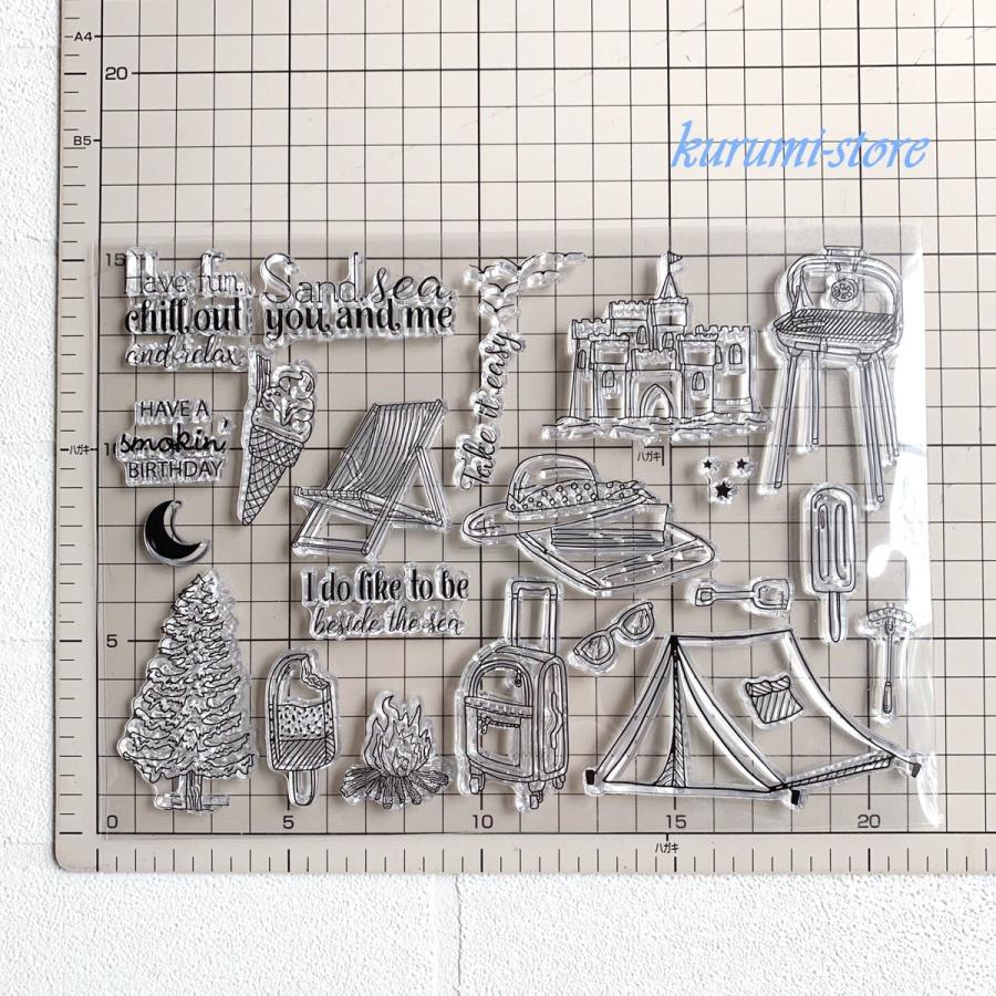 クリアスタンプ キャンプ テント ペーパークラフト はんこ アルバム