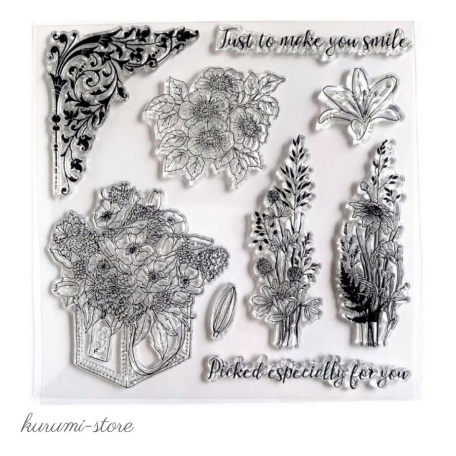 クリアスタンプ 花束 花 植物 スクラップブッキング はんこ アルバム