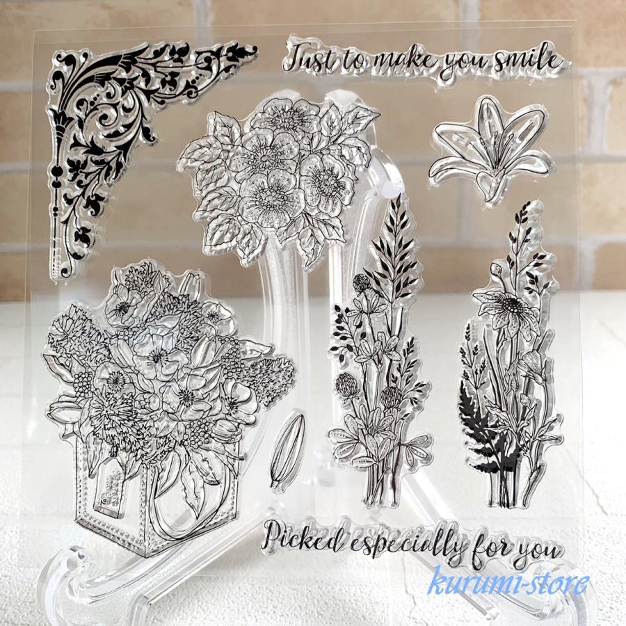 クリアスタンプ 花束 花 植物 スクラップブッキング はんこ アルバム