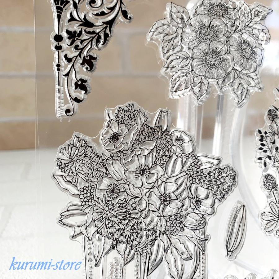 クリアスタンプ 花束 花 植物 スクラップブッキング はんこ アルバム