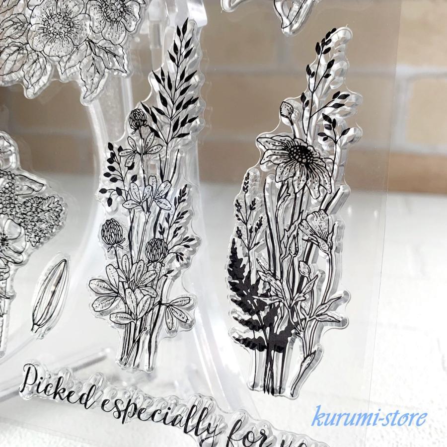 クリアスタンプ 花束 花 植物 スクラップブッキング はんこ アルバム
