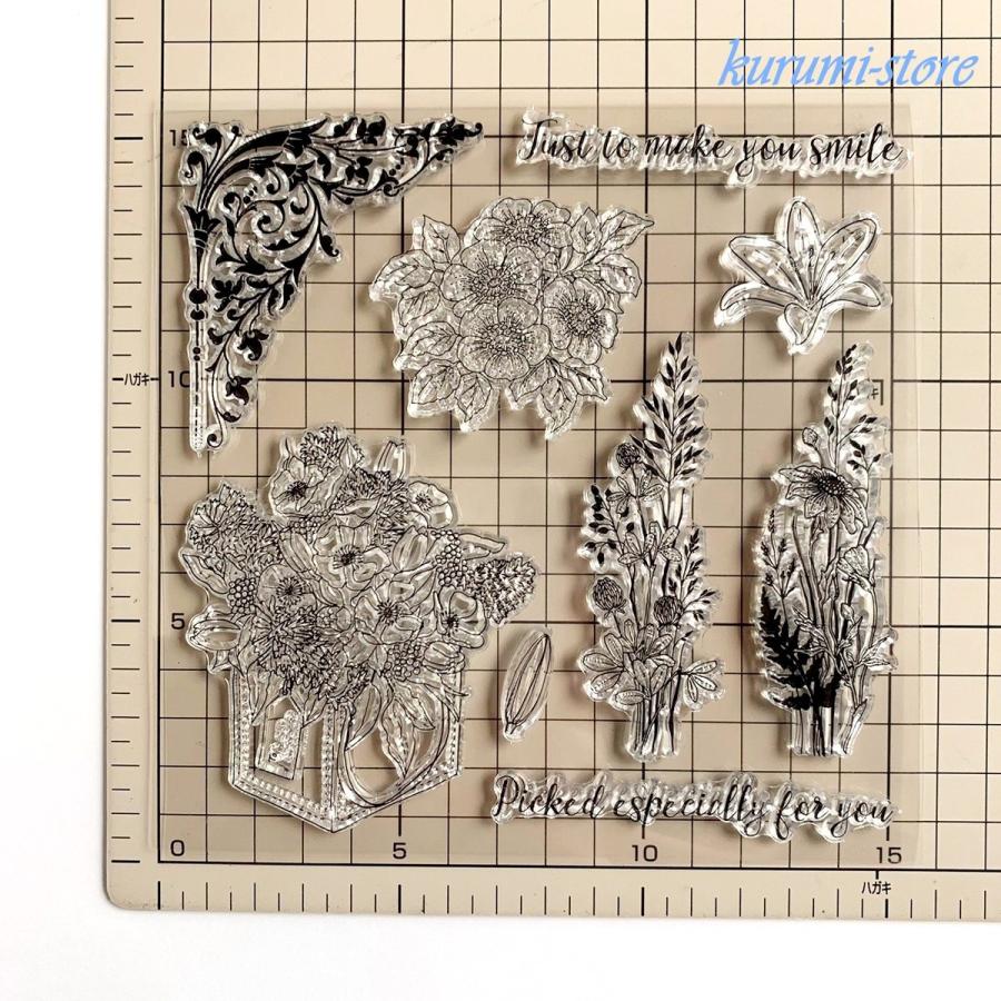 クリアスタンプ 花束 花 植物 スクラップブッキング はんこ アルバム