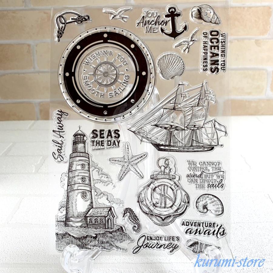 クリアスタンプ 船 灯台 錨 帆船 はんこ アルバム 海外 スタンプ