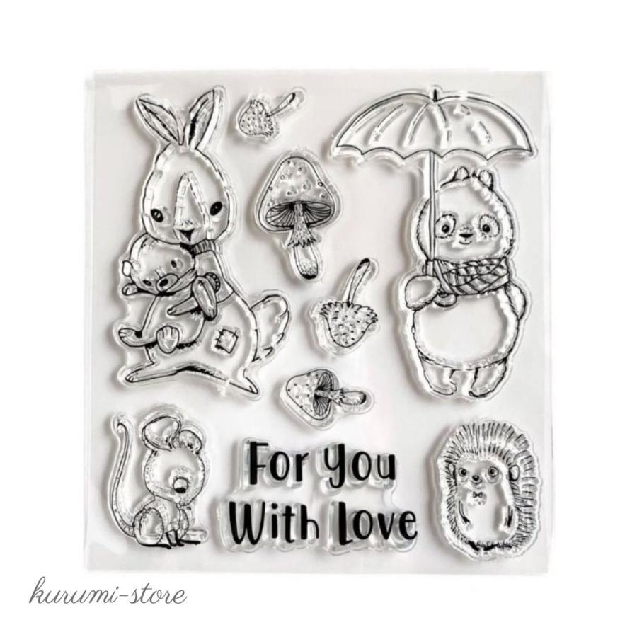 クリアスタンプ ハリネズミ うさぎ はんこ アルバム 海外 スタンプ