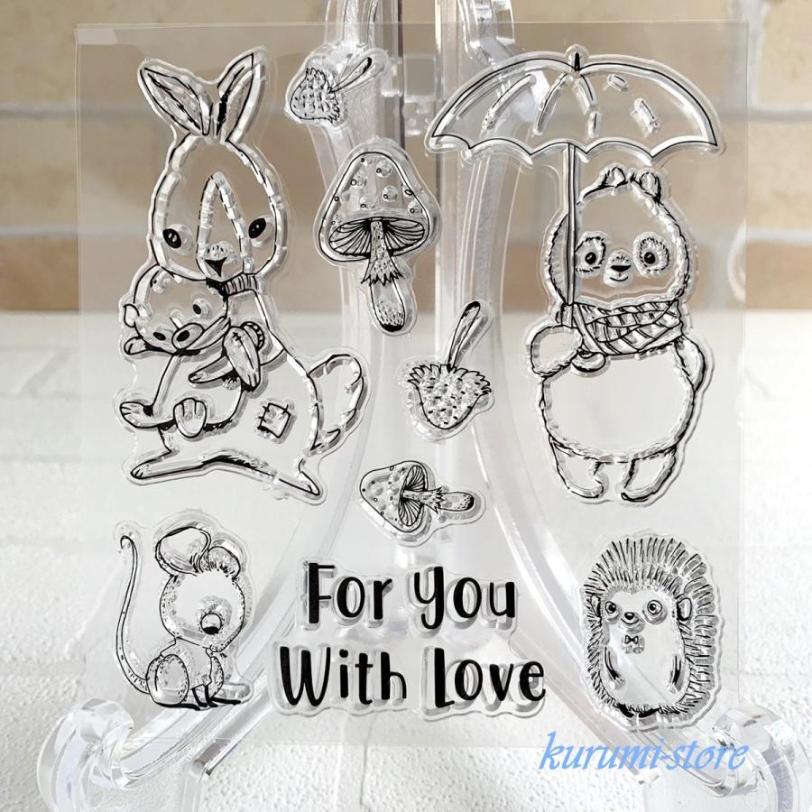 クリアスタンプ ハリネズミ うさぎ はんこ アルバム 海外 スタンプ