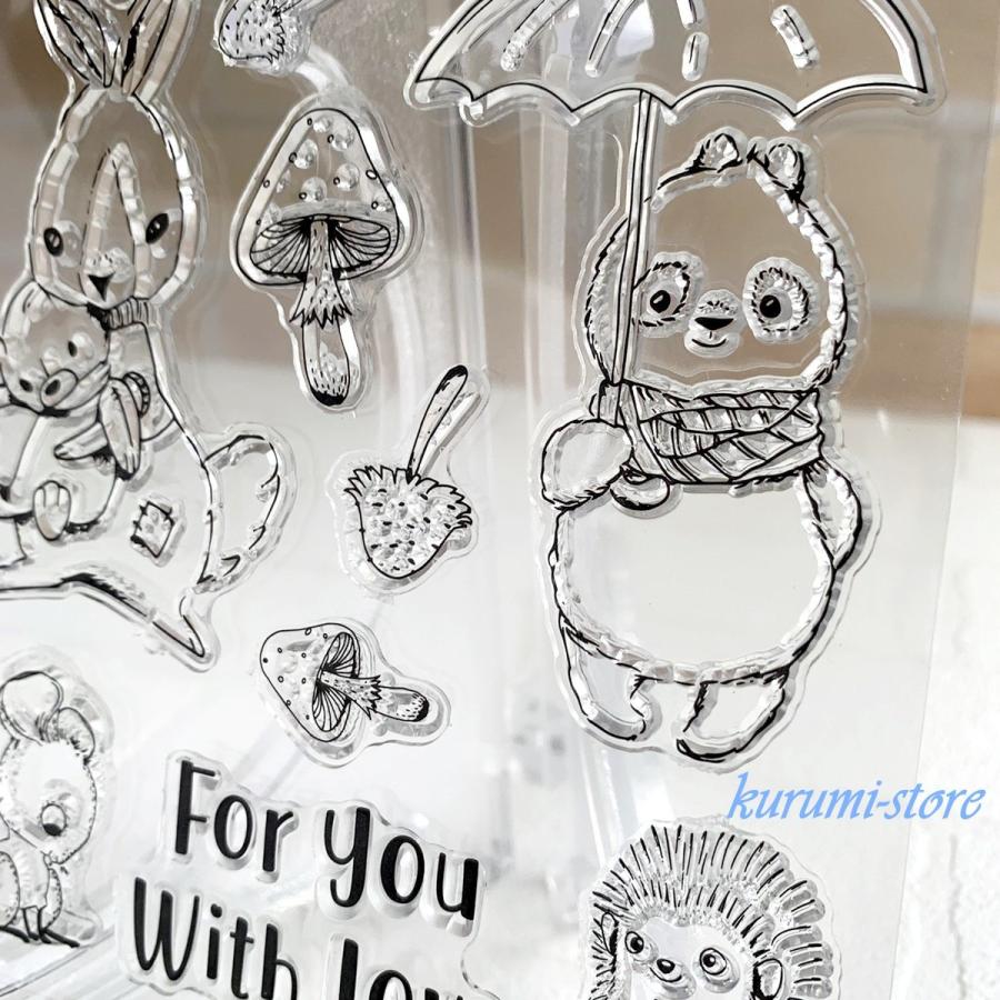 クリアスタンプ ハリネズミ うさぎ はんこ アルバム 海外 スタンプ