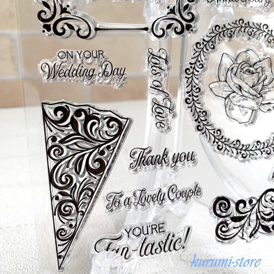 クリアスタンプ 薔薇フレーム バラ 花 はんこ アルバム 海外 スタンプ