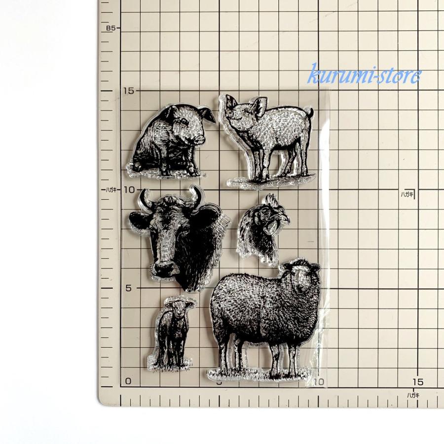 クリアスタンプ 牛 羊 豚 ヒツジ ブタ スクラップブッキング はんこ