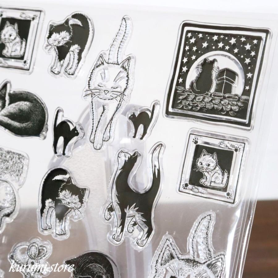 クリアスタンプ 猫 ねこ ネコ レトロ はんこ スクラップブッキング