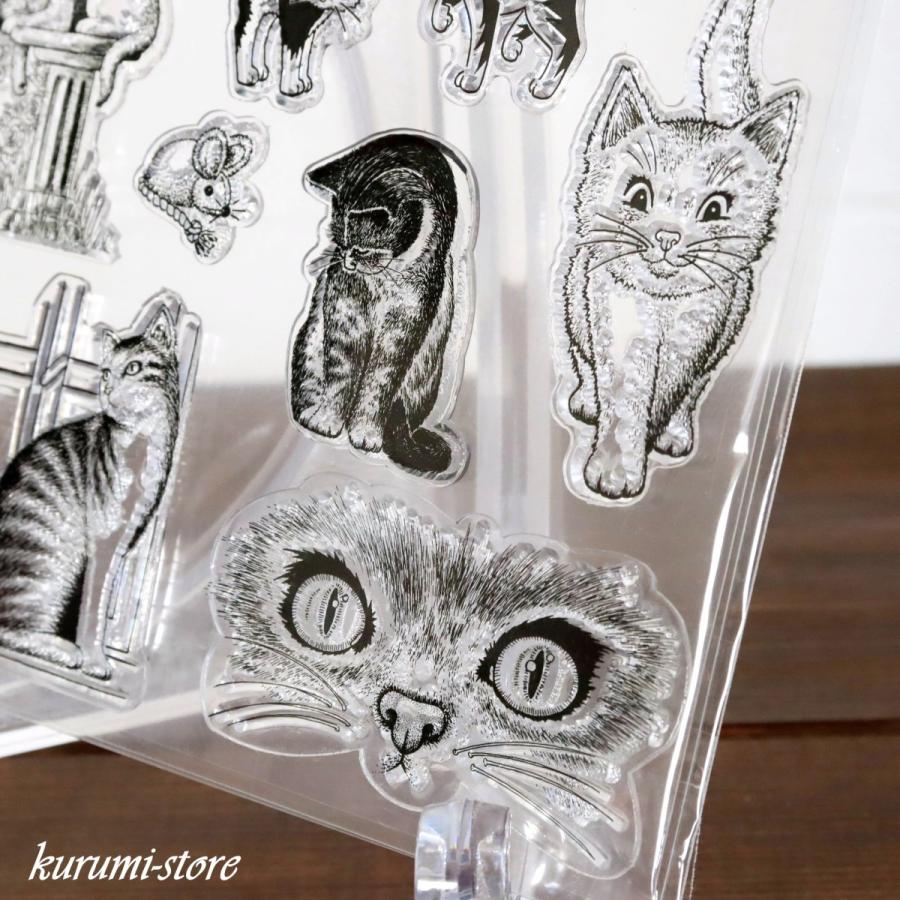 ▶︎import/海外シリコンスタンプ/girl クリアスタンプ 猫 ねこ ネコ レトロ はんこ スクラップブッキング