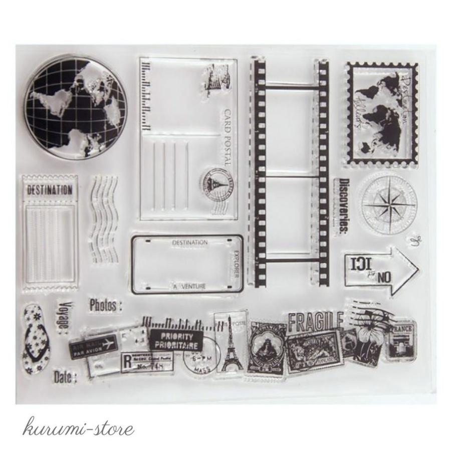 クリアスタンプ フィルム ポストカード レトロ ペーパークラフト