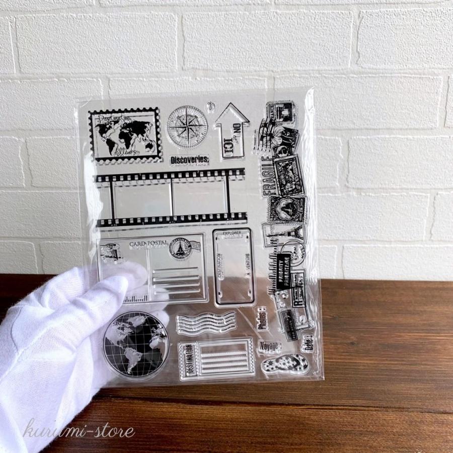 クリアスタンプ フィルム ポストカード レトロ ペーパークラフト