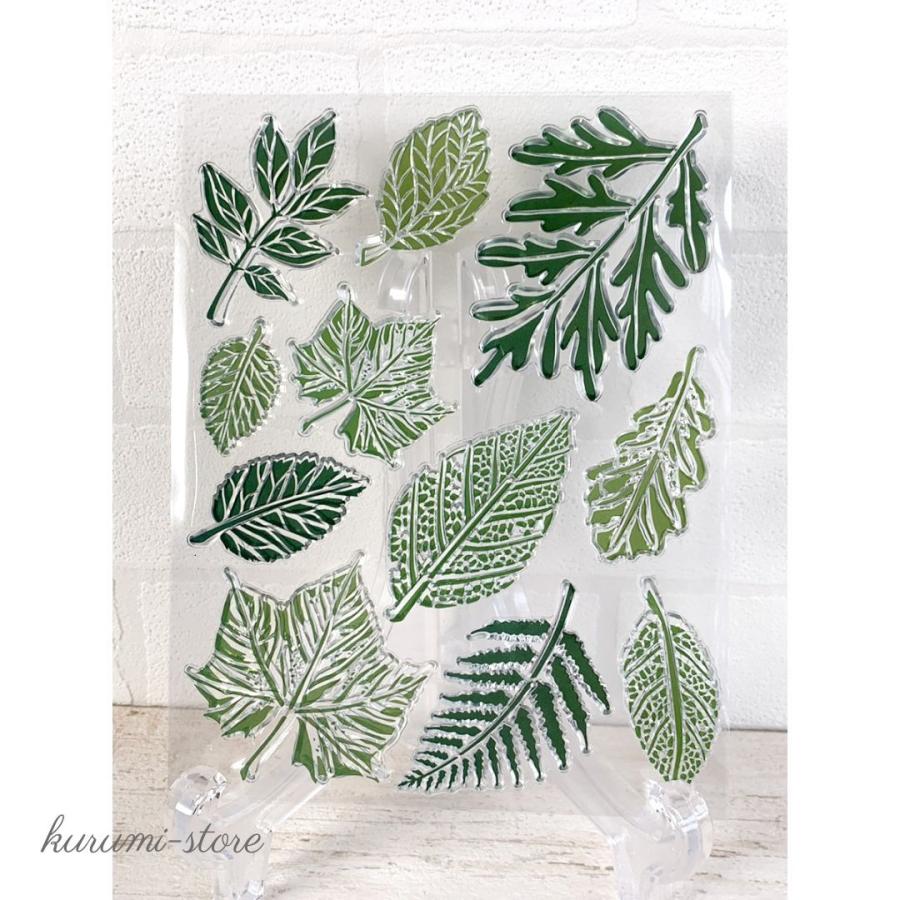 クリアスタンプ 葉 葉っぱ はんこ アルバム 海外 スタンプ シリコン