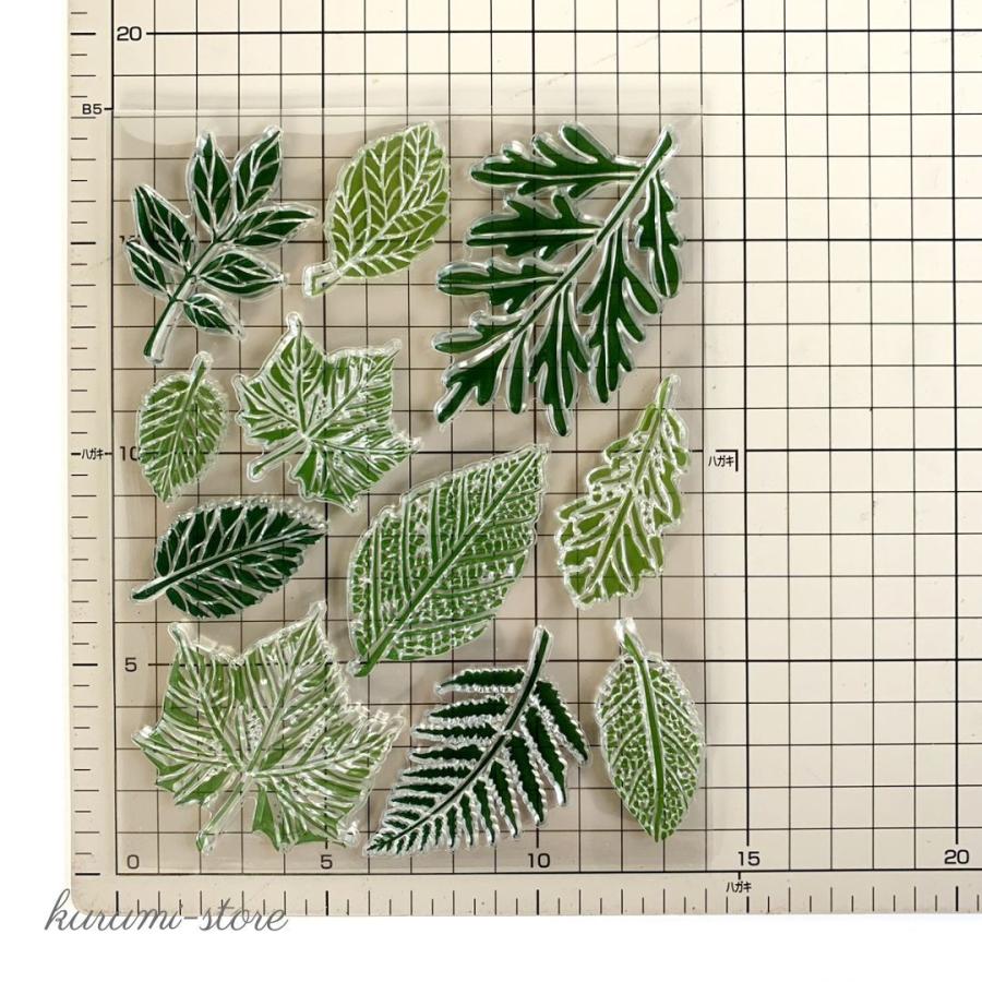 クリアスタンプ 葉 葉っぱ はんこ アルバム 海外 スタンプ シリコン