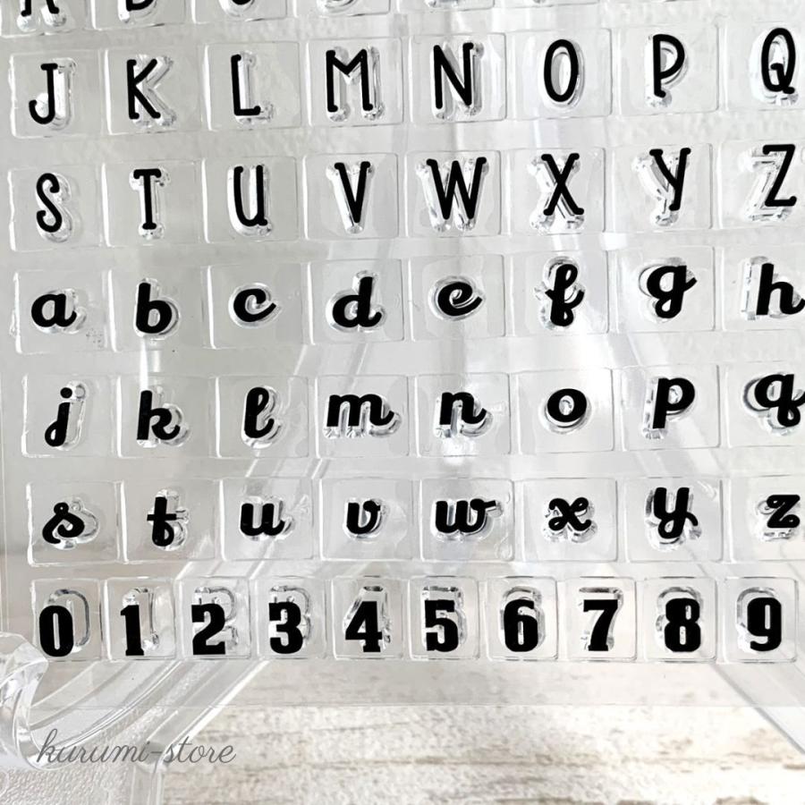 クリアスタンプ アルファベット 英字 大文字 小文字 数字 筆記体 海外