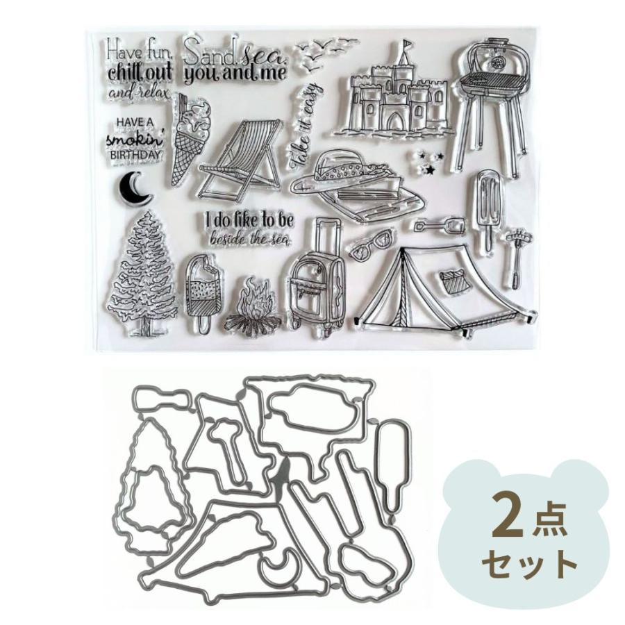 クリアスタンプ カッティングダイ キャンプ 海外 ペーパークラフト