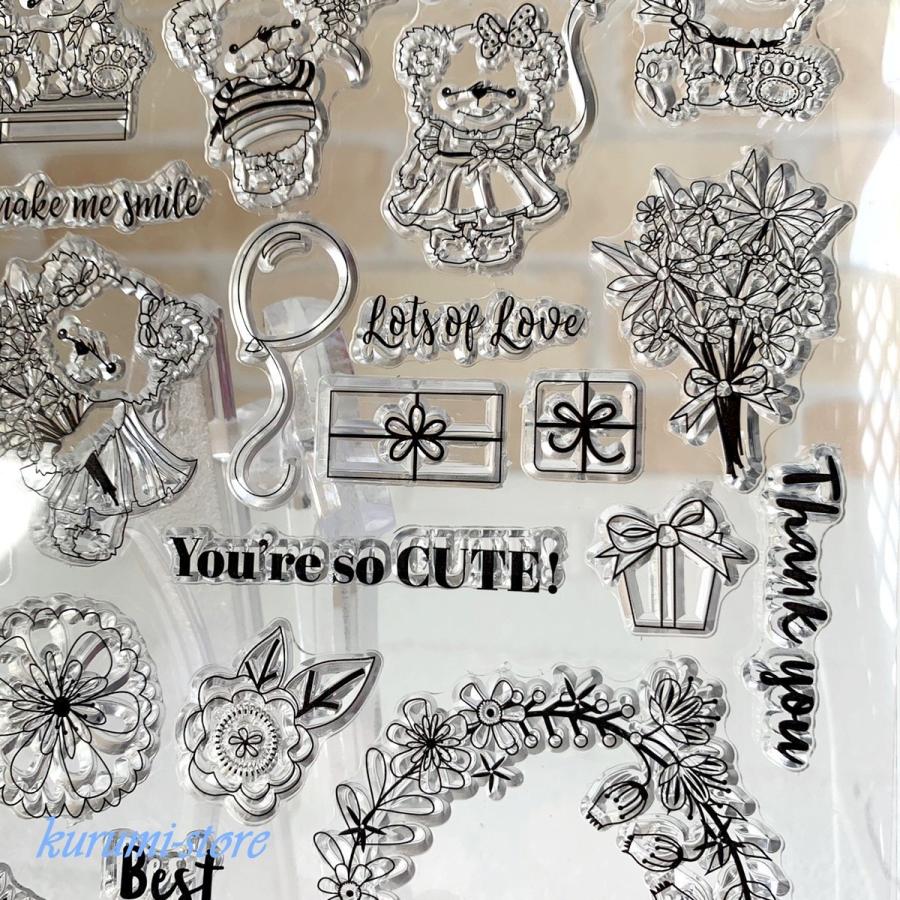 クリアスタンプ カッティングダイ ベア 熊 海外 ダイカット型