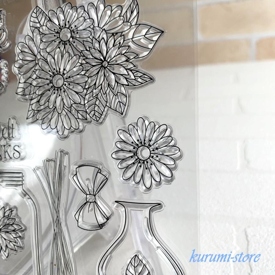 クリアスタンプ カッティングダイ 花 花瓶 海外 ダイカット型