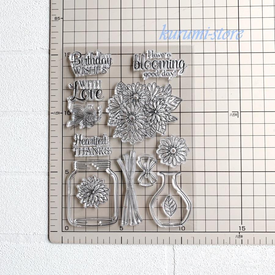 クリアスタンプ カッティングダイ 花 花瓶 海外 ダイカット型
