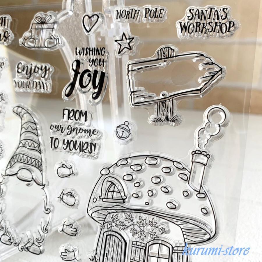 クリアスタンプ カッティングダイ 小人 家 海外 ダイカット型