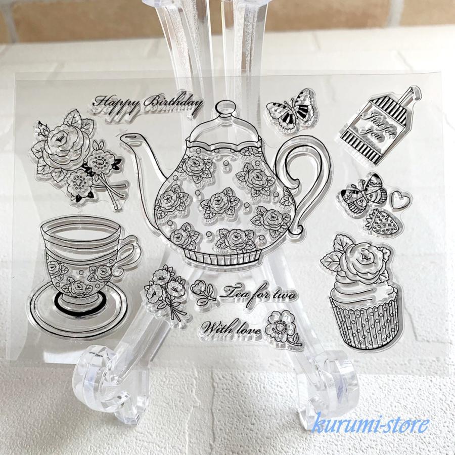 クリアスタンプ カッティングダイ ティーポット 海外 ペーパークラフト