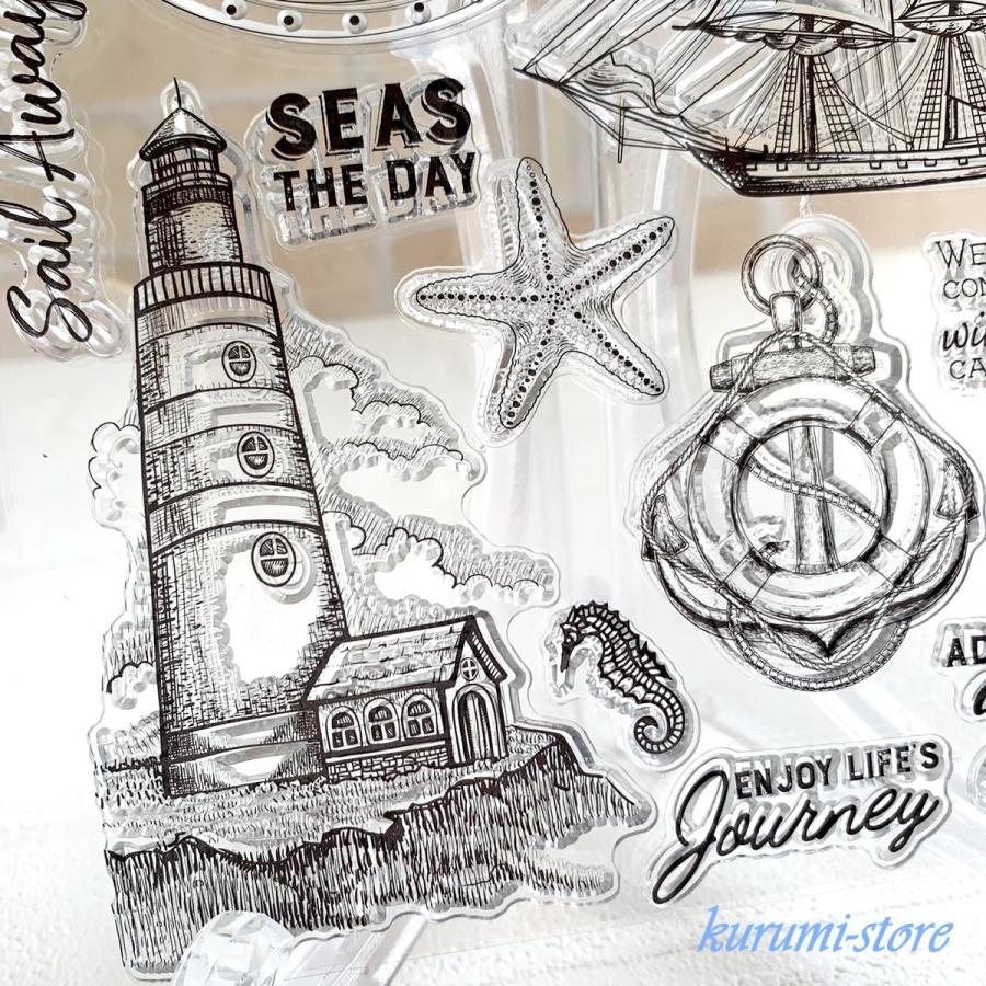 クリアスタンプ カッティングダイ 船 錨 灯台 帆船 海外