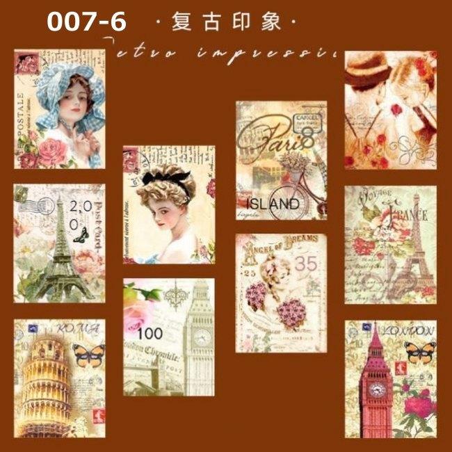 マスキングテープ 切手 花 葉 女の子 虫 フルーツ 海外 レトロ