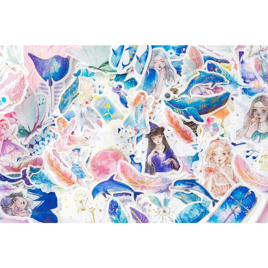 フレークシール まとめ売り 韓国 ステッカー コラージュ 花 蝶 レトロ コラージュ シール ステッカー 花 葉 蝶 クジラ 海外 レトロ フレーク