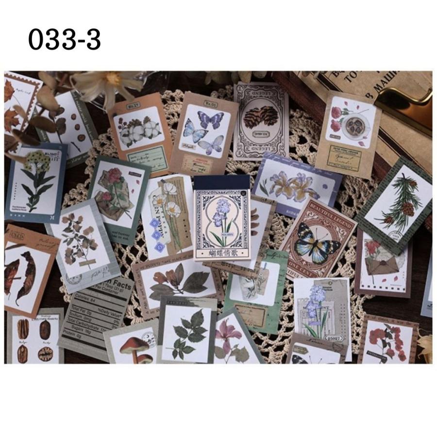 コラージュ シール ステッカー 海外 豆本 花 植物 チケット 手帳