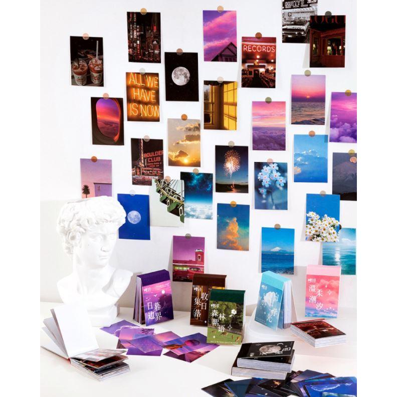 コラージュステッカーetc…大量！！ コラージュ シール ステッカー 景色 豆本 写真 風景 空 海 月 海外