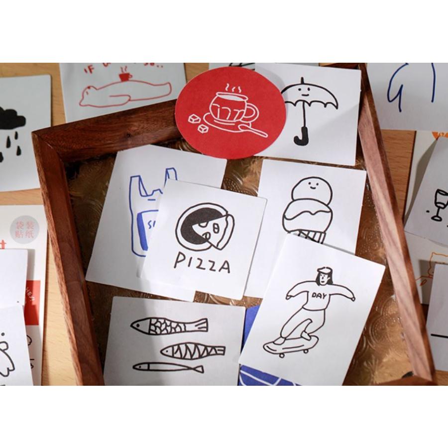 コラージュ シール ステッカー 日常 花 猫 犬 海外 人 韓国風 現代