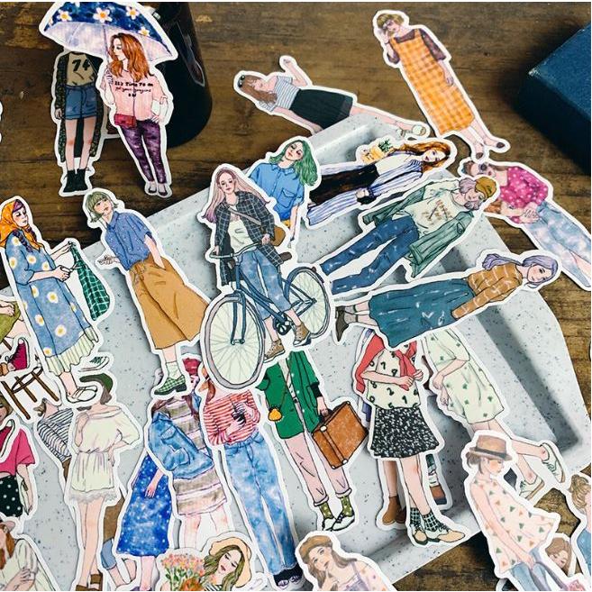 コラージュ シール ステッカー 女の子 100人 日常 海外 フレークシール