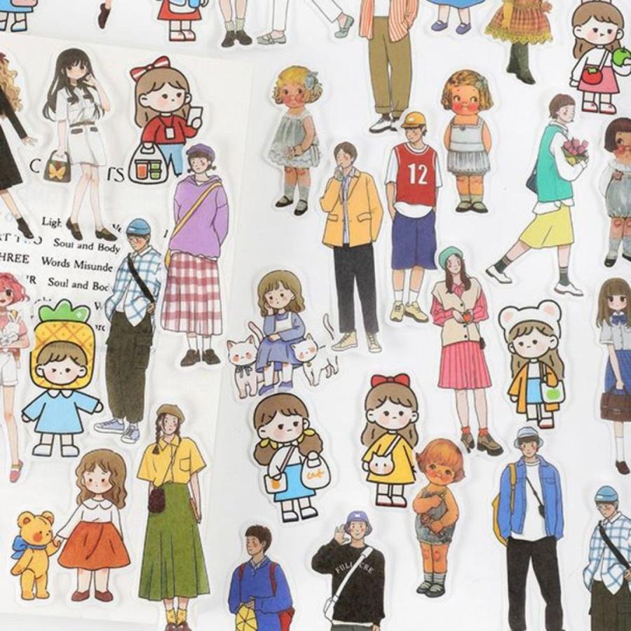 コラージュシール 女の子 男の子 日常 海外 フレークシール 人 人物