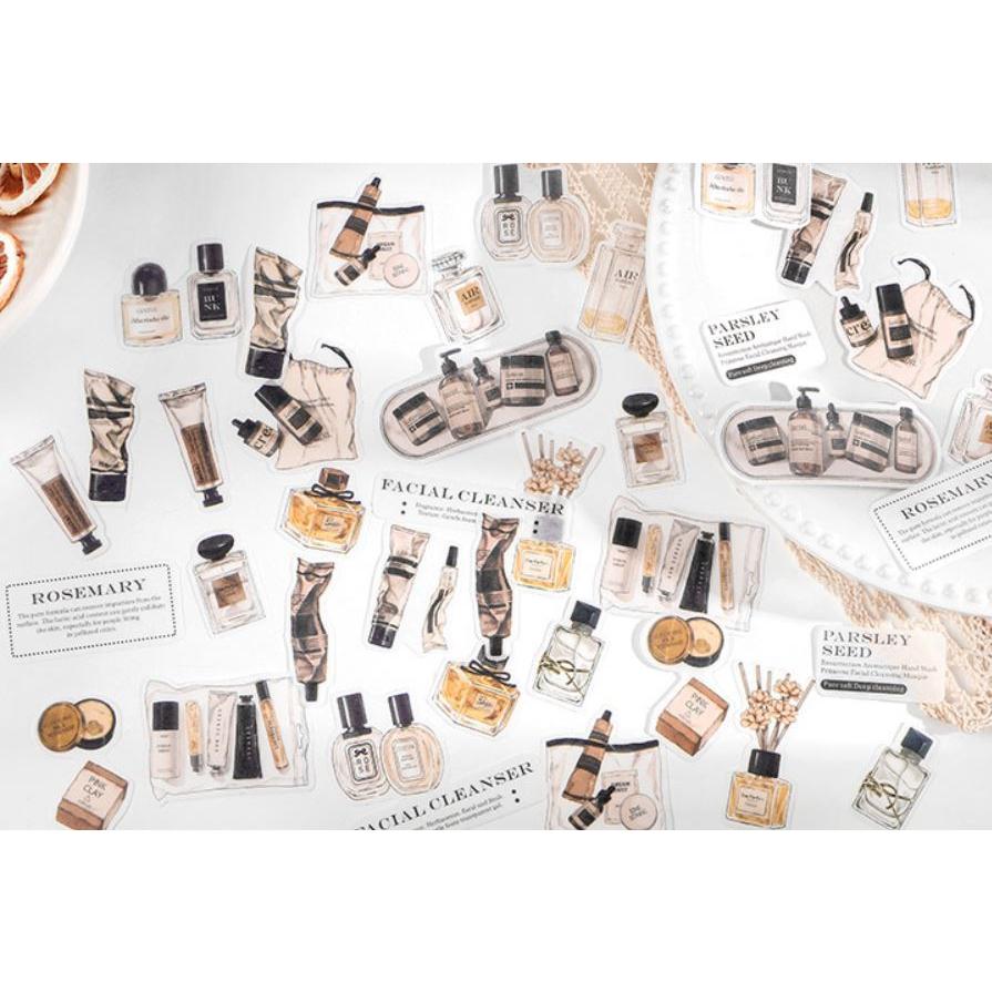 コラージュ シール タグ ラベル 文具 絵具 ペン 瓶 ボトル メイク道具