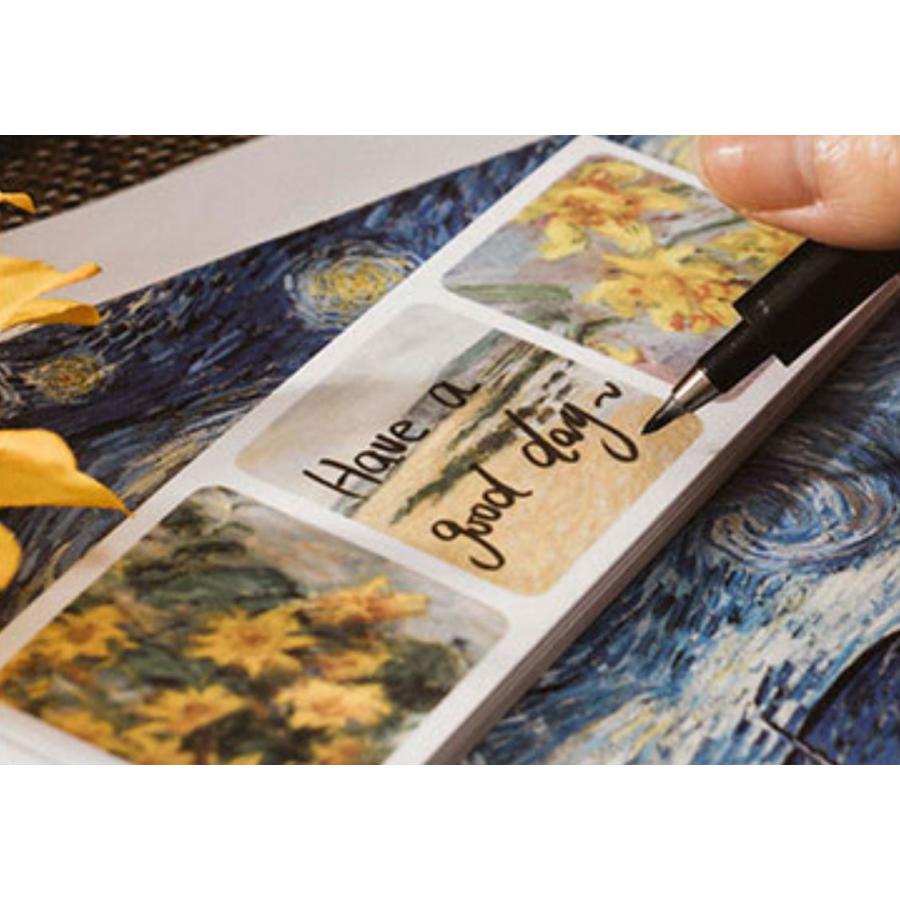 コラージュ シール ステッカー 水彩画 景色 風景 名画 花 植物 海外