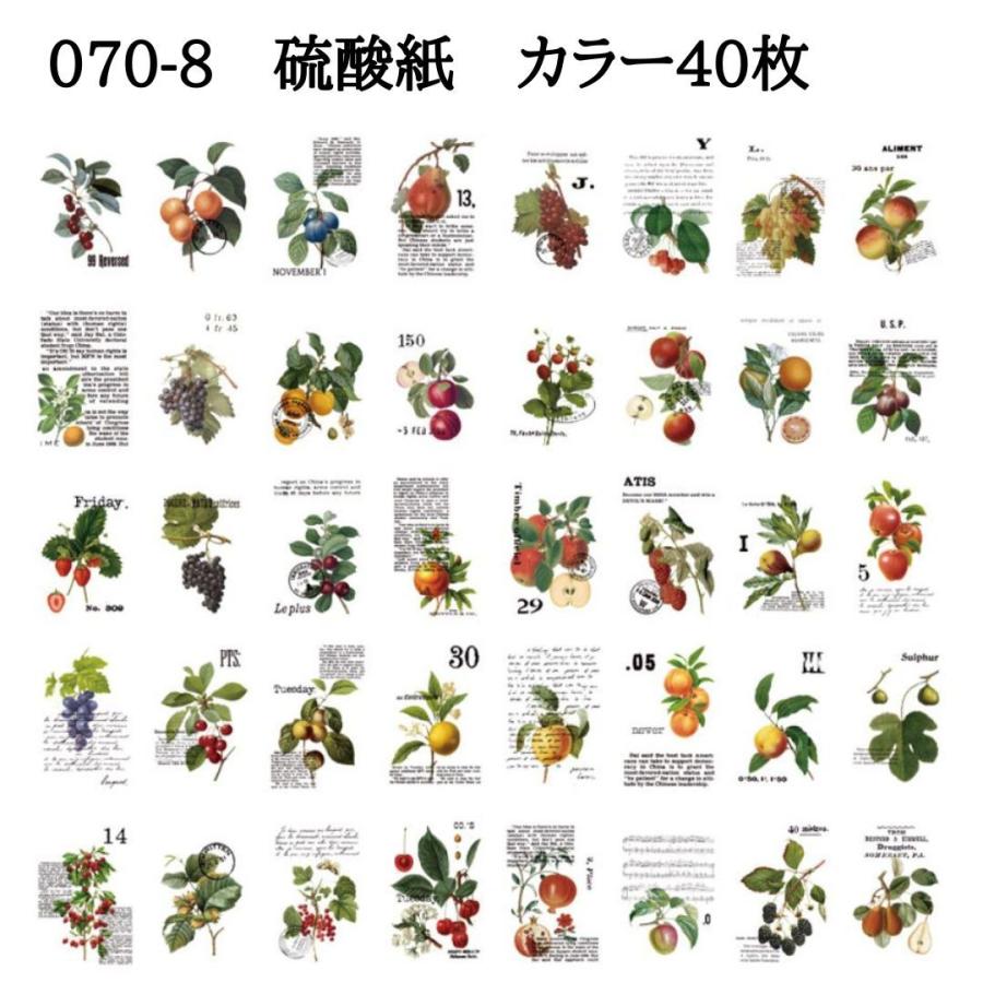 デザインペーパー 硫酸紙 花 葉 キノコ レトロ チケット 海外 シート