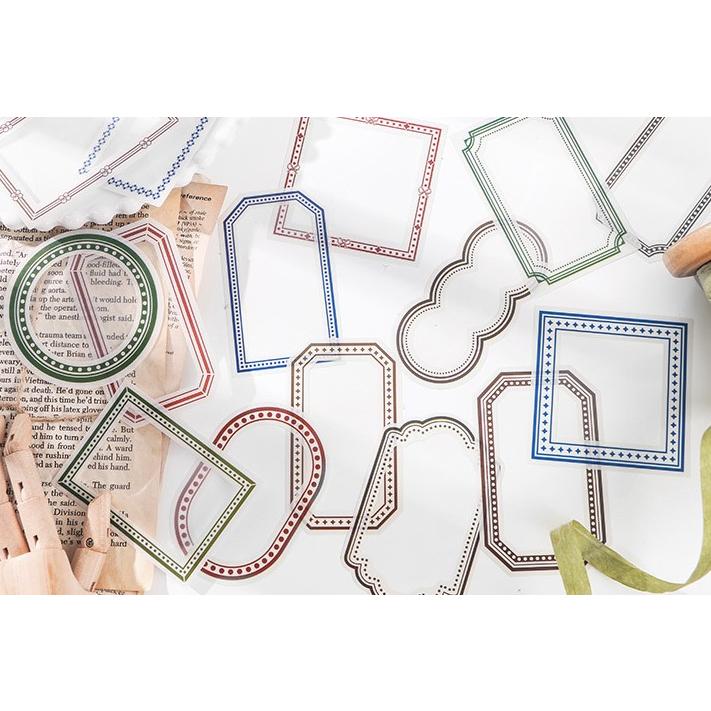 【感謝価格♡】コラージュ素材 コラージュステッカー PETタイプフレームシール コラージュシール フレーム 枠 フィルム 透明 クリア 海外 フレーク