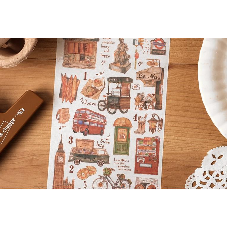 コラージュシール コーヒー カフェ パン 画材 絵の具 海外 フレーク
