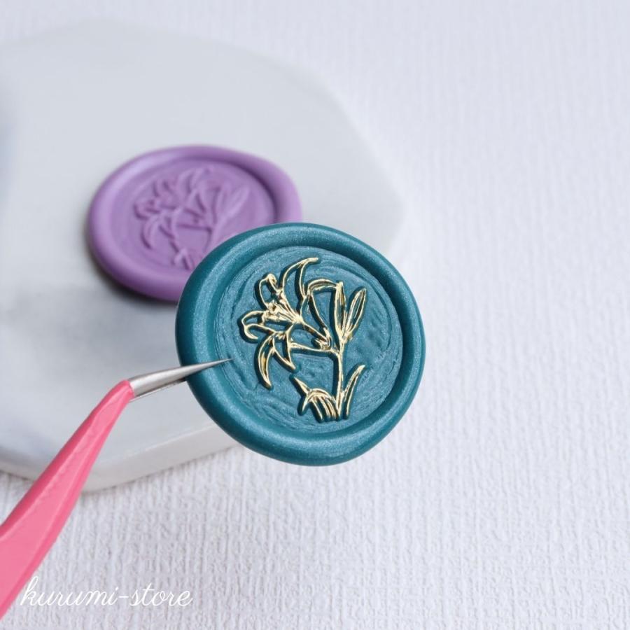 シーリングスタンプ ヘッド 25mm ユリ 百合 ゆり 花 植物 封蝋