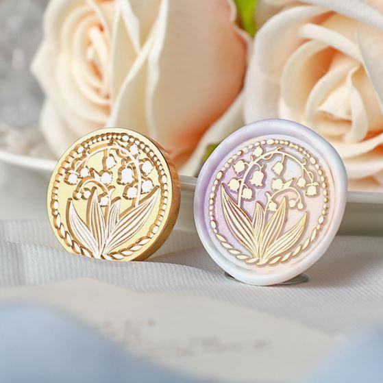 シーリングスタンプ ヘッド 30mm スズラン 花 植物 封蝋 コラージュ