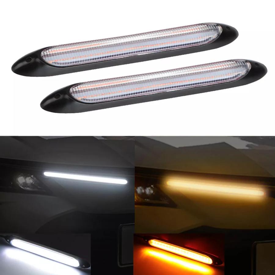 Leepee車用ledデイタイムランニングライト 方向指示器 税込 防水ストリップ Drl ピースセット