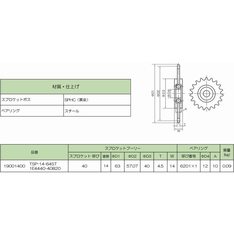 スプロケットプーリー　19001400 　TSP14-64ST 1E4440-40820 |  | 02