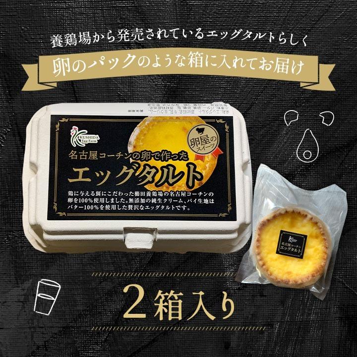 櫛田養鶏場の名古屋コーチンの卵で作ったエッグタルト【2箱入り(1箱3個