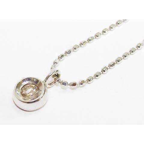13-16-1】K10WG ダイヤ0.05ct ペンダントネックレス【菊地質店 