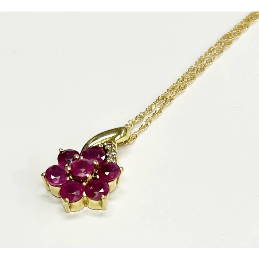 13-20】K18 ルビー1.00ct ダイヤモンド0.03ct ペンダントネックレス 