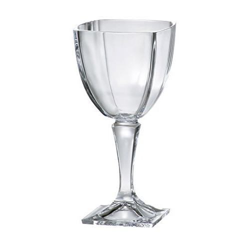 Barski Glass Lead Free Beautiful Square Footed Crystalline Wine Goblet 270ml Made in Europe Set Of