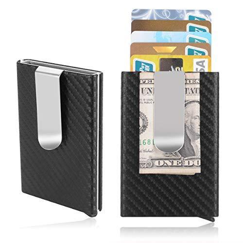 高価値 RFIDブロック 財布 名刺ホルダー ID自動ポップアップ ブラック S スリムミニマリスト財布 男女兼用 クレジットカードホルダー マネークリップ