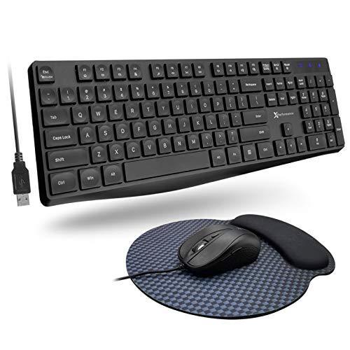 X9 Performance USB有線キーボードとマウスのコンボ メモリフォームパッド付きマウスパッド付き 104キーフルサイズキーボードマウスのコンボ 5フィートケ