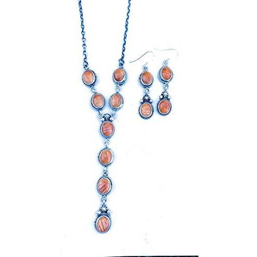 高額売筋 Nizhoni Traders Llc Navajo Spiny Oyster Shell Sterling Silver Lariat Set Signed Stamped その他レディースアクセサリー