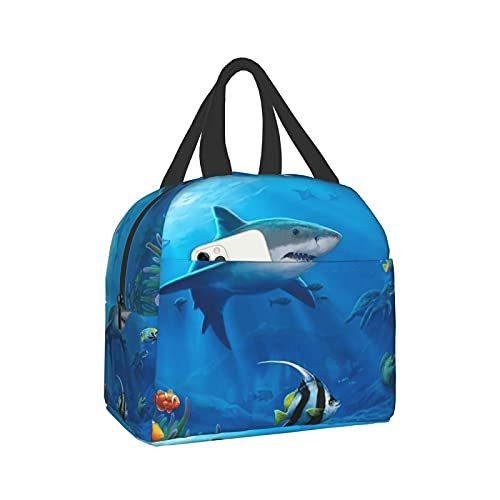 [即日発送] カートゥーンシャークランチバッグ クールクーラー 断熱 メンズ レディース ランチボックス 再利用可能 トートバッグ オフィス 仕事 ピクニック ビーチ 【I2373920987】(12656円)